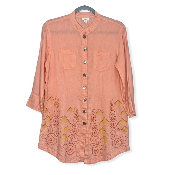 J Jill Top Aztec Print Linen Button Down Shirt Size XS - Picture 10 of 10